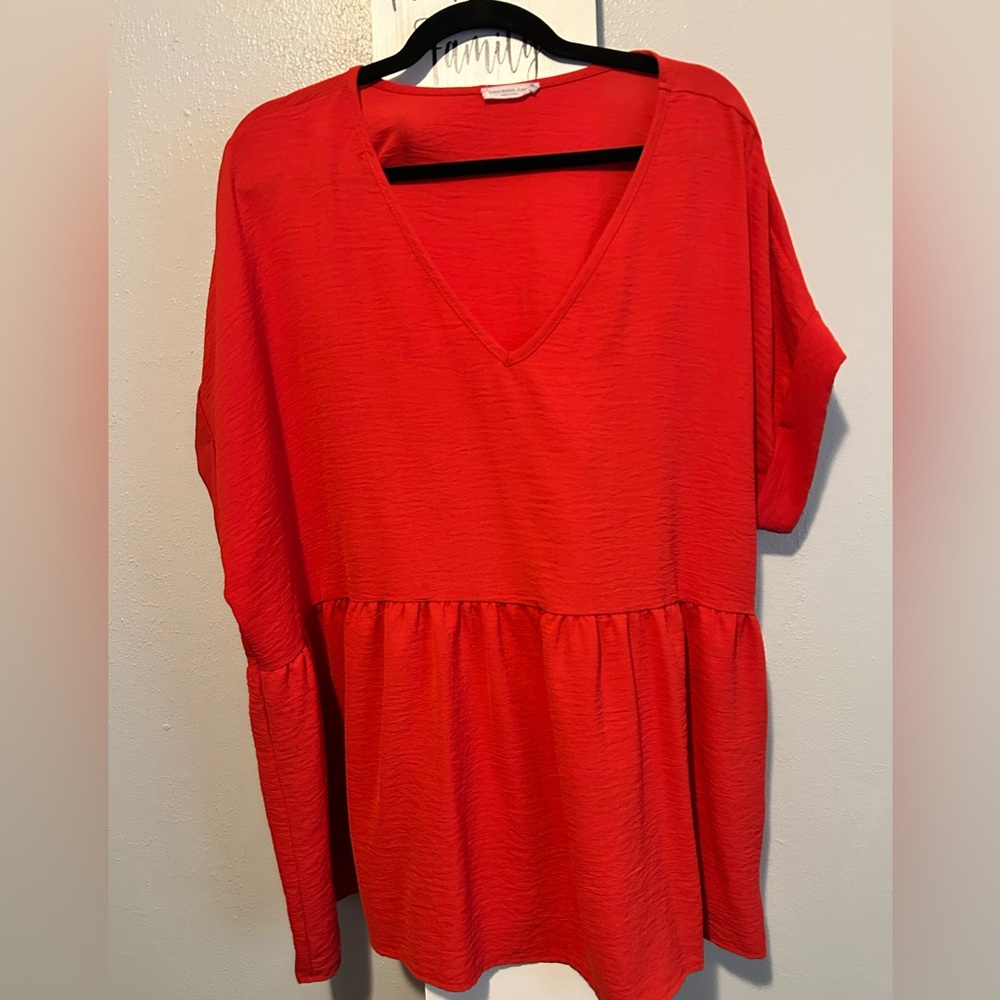 Chic Soul Red V-Neck Blouse